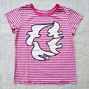 Tea Collection Pink Stripe Doves T-shirt VGUC Size 5